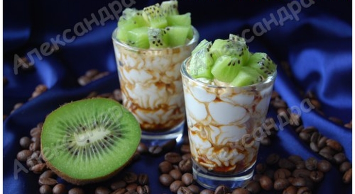 Десерт "Рикотта-кофе-киви"