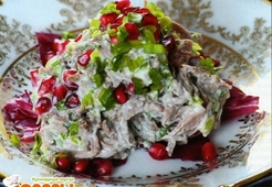 Зеленый салат с говядиной по-дагестански  