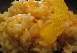 Кокосовое ризотто с креветками и лимоном