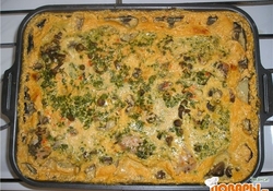 Рецепт: Крылышки с картошкой под сырно-грибным соусом