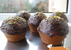 Рецепт: Шоколадные маффины с кофейной начинкой