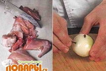 Шаг 1: Разделайте кролика на порционные куски …