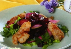 Салат из свеклы с жареной рыбой по-русски  