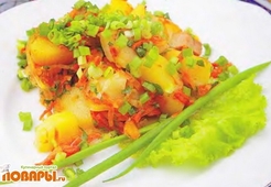 Картофель, тушенный со свиными ребрышками