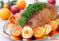 Гусь с яблоками и апельсинами