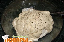 Шаг 1: Смешиваем 2/3 майонеза, 2/3 творожного …