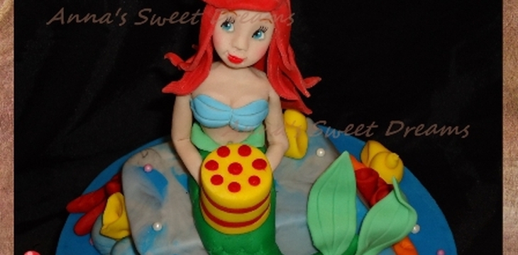 Шаг №18 МК Торт Русалочка Ариэль от Annula