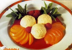 Рецепт: Персики с мороженым