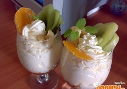 Рецепт: Жареные бананы в карамели со сливками и фруктами