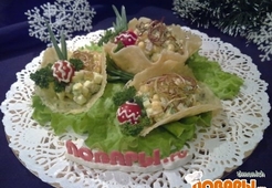 Салат «Оливье в корзинках»