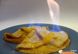 Рецепт: Блины на опаре - фламбе с апельсиновым соусом 