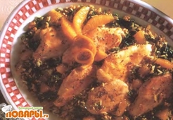 Курица с рисом и грецкими орехами