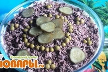 Шаг 5: Последний слой — тёртая печёнка. …