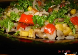 Рецепт: Рис с овощами и грибами