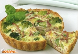 Рецепт: Пирог с ветчиной и брокколи