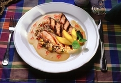 Норвежская семга на гриле с манго