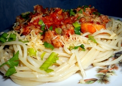 Рецепт: Спагетти с острым апельсиново-томатным соусом