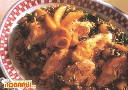 Рецепт: Курица с рисом и грецкими орехами