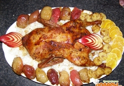 Рецепт: Утка с яблоками и бананами