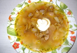 Суп с вешенками и фрикадельками