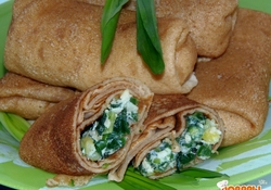 Рецепт: Блинчики с калбой (черемшой)