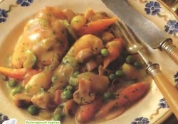 Рецепт: Курица с овощами в белом винном соусе