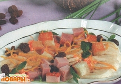 Рецепт: Салат из бананов с ветчиной