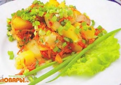 Рецепт: Картофель, тушенный со свиными ребрышками