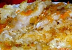 Рецепт: Филе рыбы, запеченное с рисом в духовке