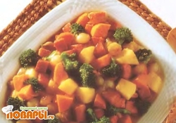 Рецепт: Ветчина с картофелем в апельсиновом соусе