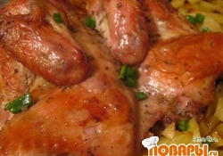 Рецепт: Курица с розмарином, чесноком и лимоном