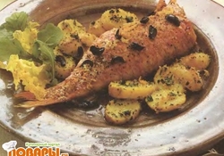 Рецепт: Окунь с ветчиной