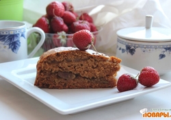 Рецепт: Постный пирог на яблочном джеме с прослойкой