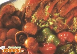 Рецепт: Маринованный стейк с овощами