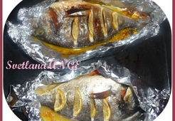 Дорада в фольге фаршированная овощами