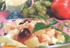 Салат фруктовый со сгущенным молоком