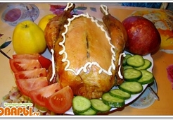 Фаршированная курочка гречкой и яблоками