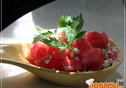 Рецепт: Салат из арбуза с оливками и фетой