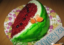 Рецепт: Торт "Сочный арбуз"