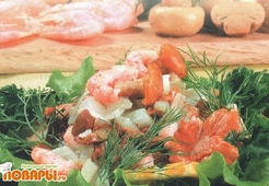 Салат с креветками и грибами