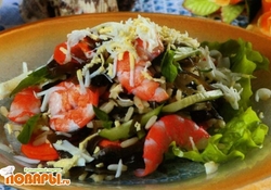 Рецепт: Корейский салат из морской капусты с рисом  