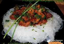 Рецепт: Куриные желудки с фунчозой