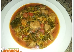 Рецепт: Листья семиз или шпинат с мясом
