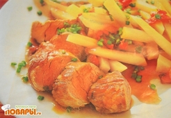 Свиное филе с глазированной брюквой