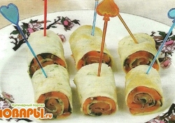 Рецепт: Рулетики с лососем