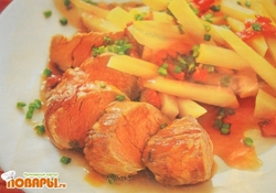 Рецепт: Свиное филе с глазированной брюквой