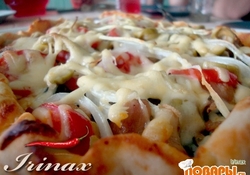 Рецепт: Пицца с курицей и грибами