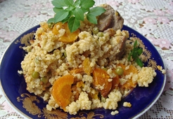 Курица с пшеном и горошком