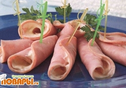 Рецепт: Рулетики из ветчины