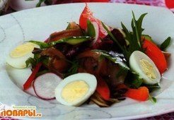 Финский салат с копченой мойвой